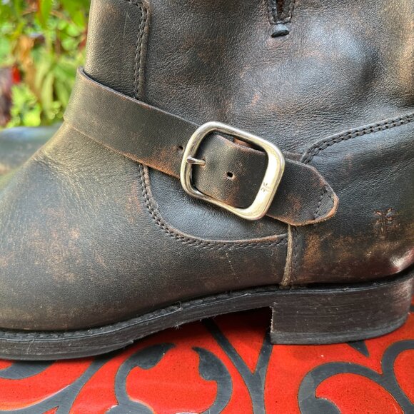 Frye Veronica Bootie Leather Moto Boots Distressed Brown - Picture 11 of 11